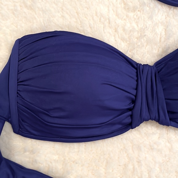 La Blanca Royal Blue Strapless Swim Top Size 8 - Picture 3 of 5